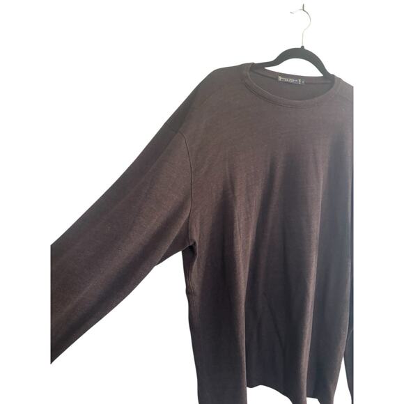 Agave Mens XL Luxe Standard Fit Crew Neck Long Sleeve Pullover Shirt Brown #5640 - Picture 2 of 9